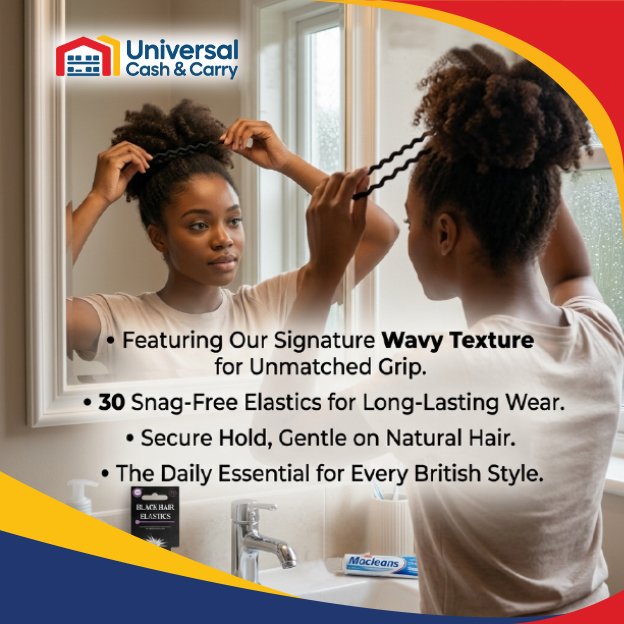 30Pk Black Hair Elastics - Image 3