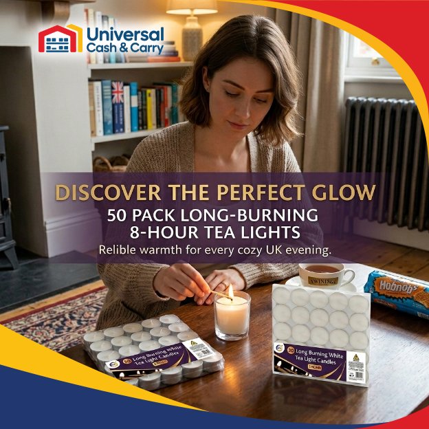 50 Long Burning White Tea Light Candles - Image 3
