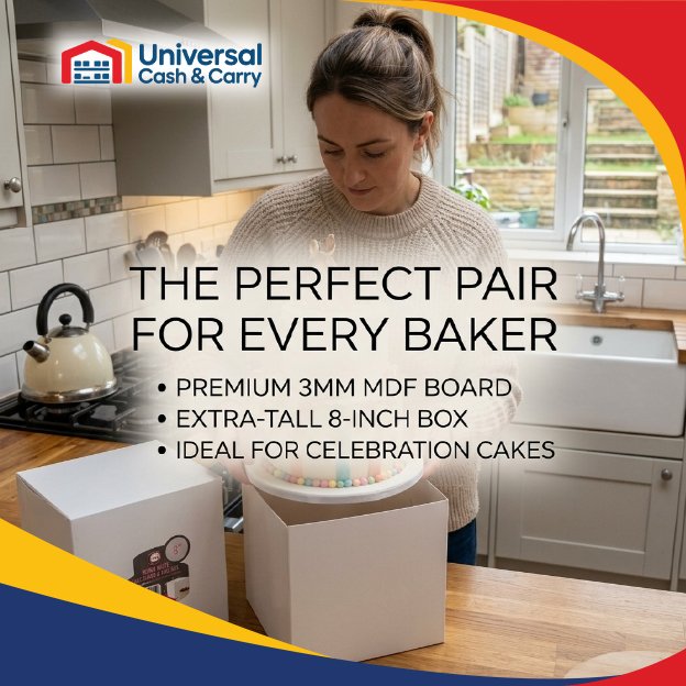 8" Round White Cake Board & Tall Box - Image 3