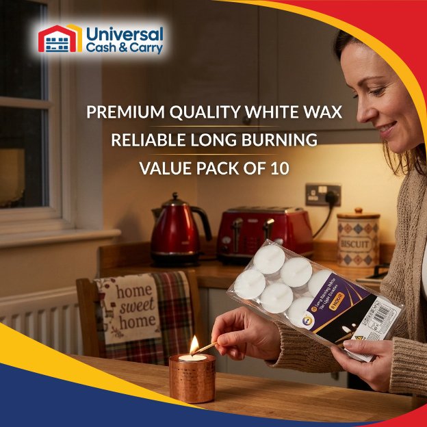 10 Long Burning White Tea Light Candles - Image 4