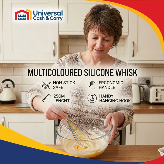 25cm Multicoloured Silicone Whisk - Image 4