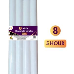 8Pk White Household Candles