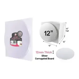 12" Round White Cake Board & Tall Box