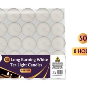 50 Long Burning White Tea Light Candles