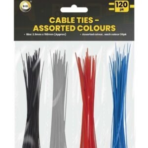 120Pk 150mm x 2.5mm Cable Ties - Assorted Colours