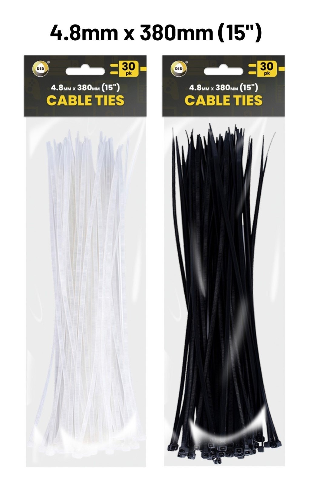 30Pk 380mm x 4.8mm Cable Ties