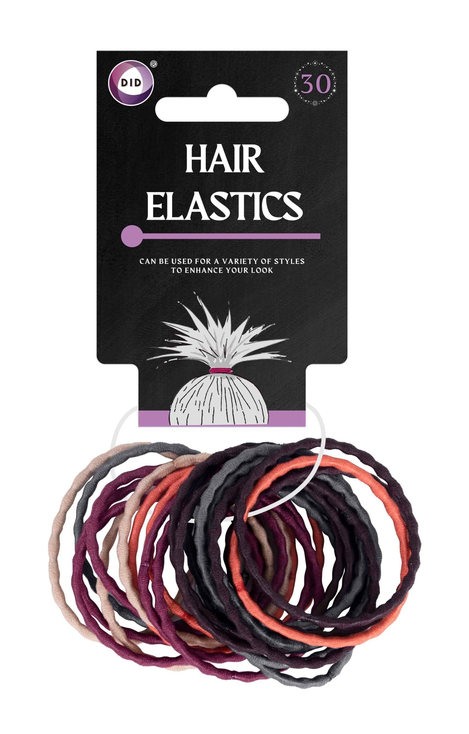 30Pk Coloured Hair Elastics