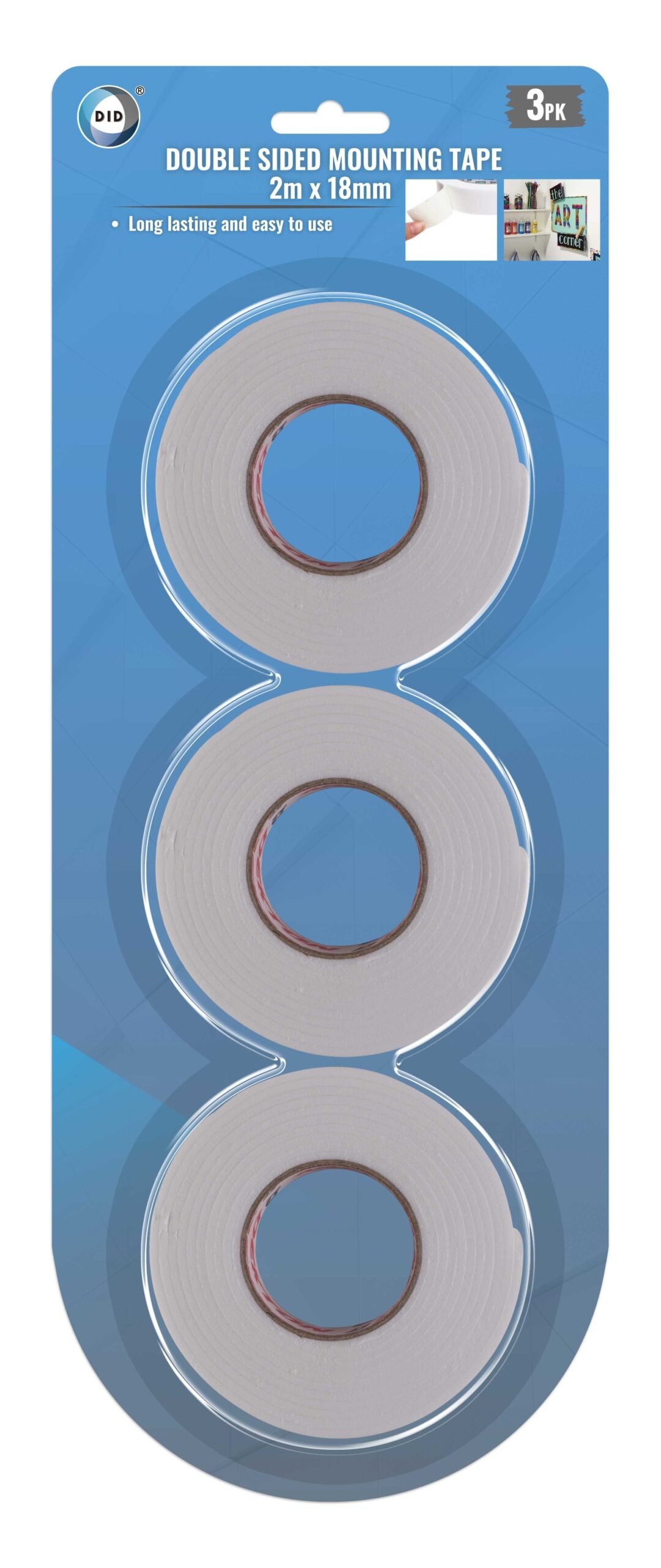 3 x 2m x 18mm Double Sided Mounting Tape