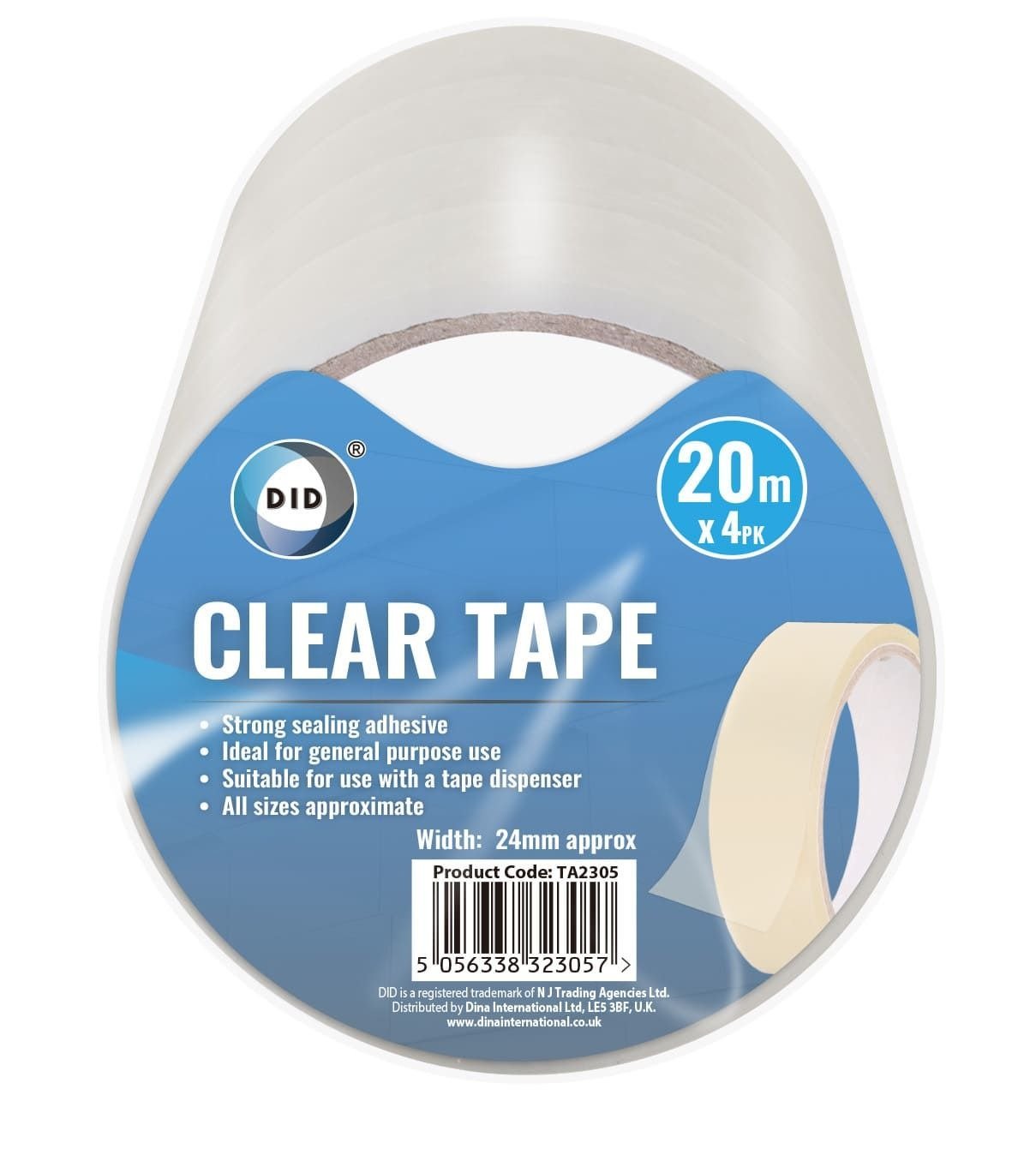 4pc 20m x 24mm Clear Tape