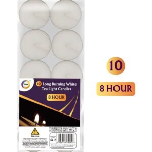 10 Long Burning White Tea Light Candles