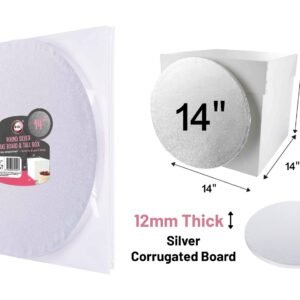 14" Round Silver Cake Board & Tall Box