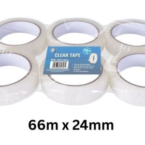 6pc 66m x 24mm Clear Tape
