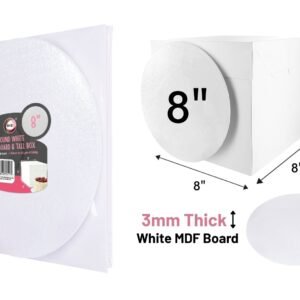 8" Round White Cake Board & Tall Box