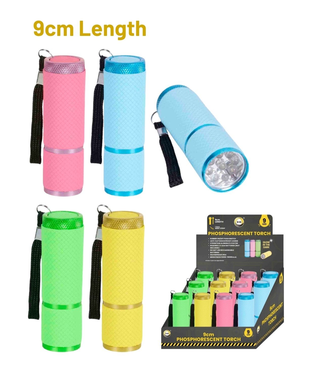 9 Led 9cm Phosphorescent Torch