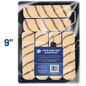 Large Paint Tray with 9" Roller & 6 Emulsion Sleeves